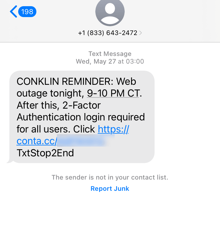 Long Code Conklin Company, Inc. text messaging