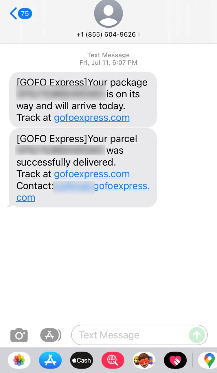 Long Code GOFO Express text messaging