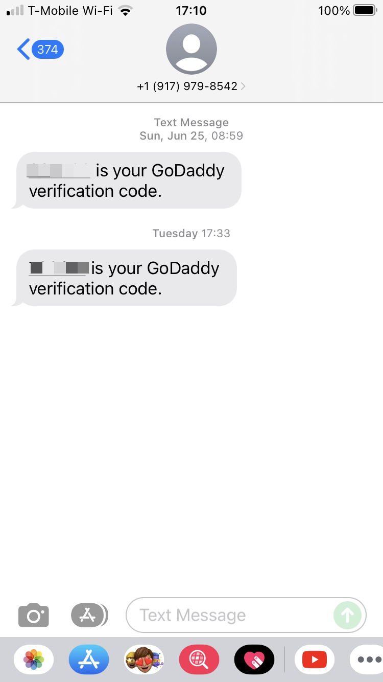 Long Code GoDaddy text messaging