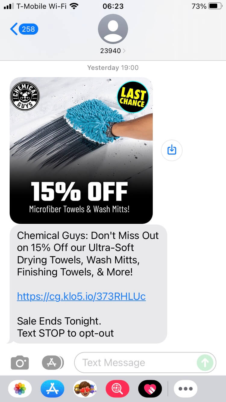 Short Code Chemical guys text messaging
