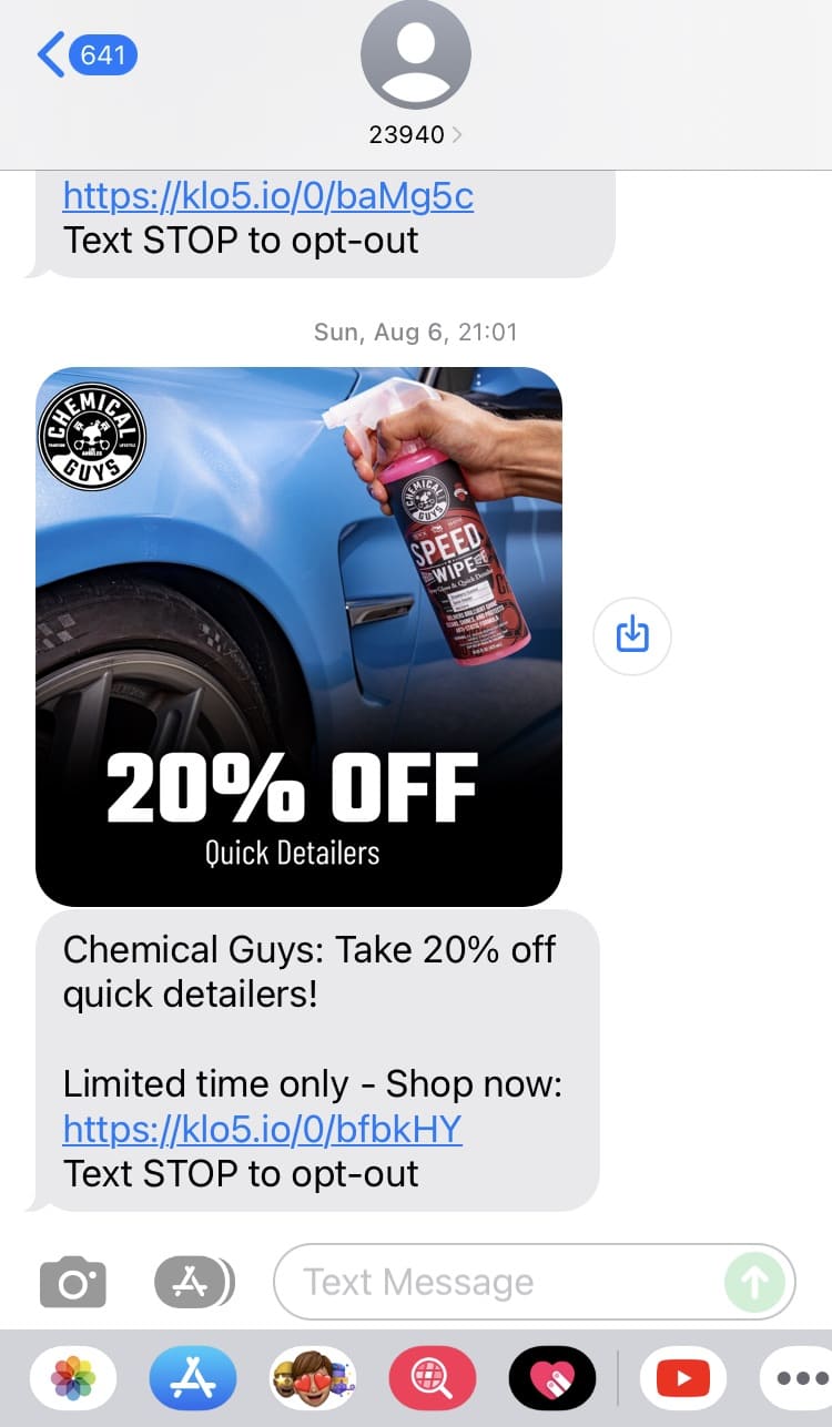 Short Code Chemical guys text messaging