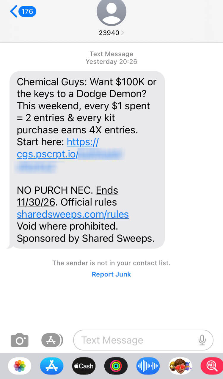 Short Code Chemical guys text messaging