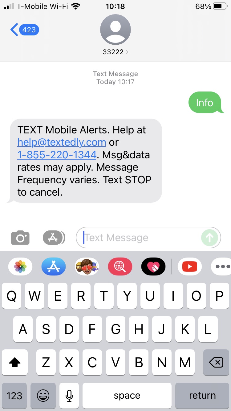 Short Code  text messaging