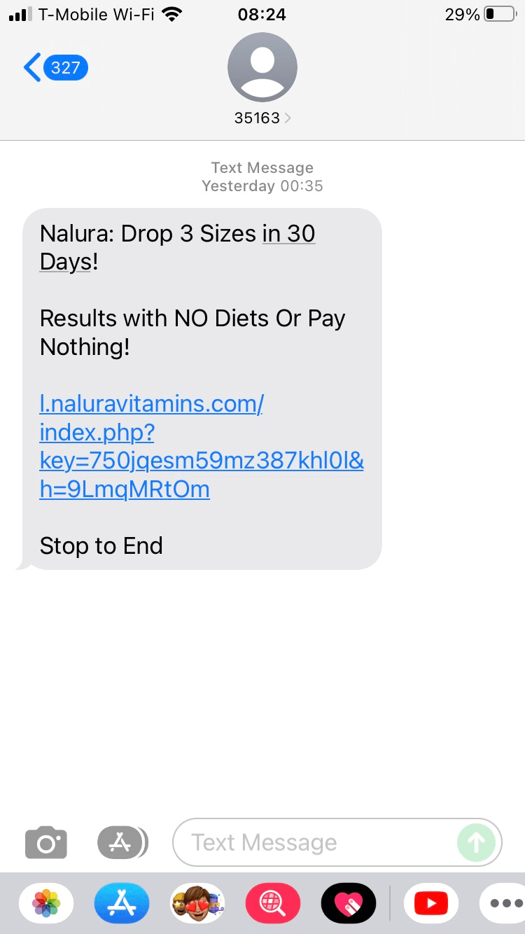Short Code Nalura Vitamins text messaging