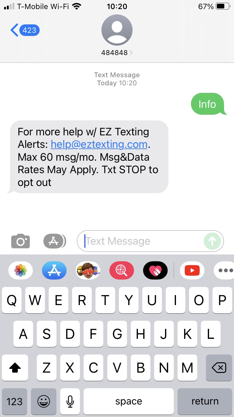 Short Code  text messaging