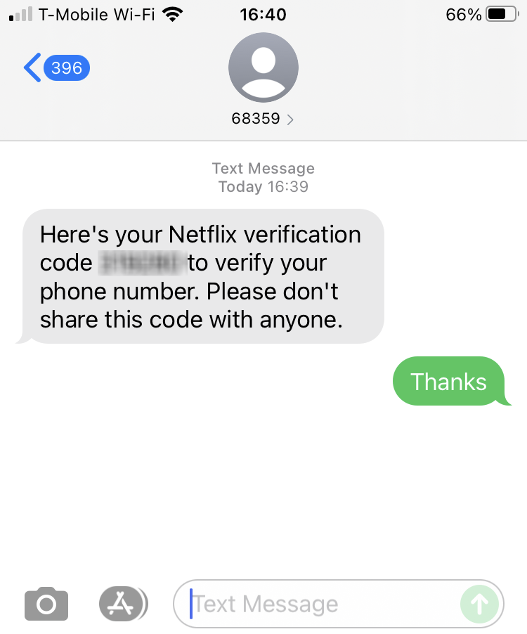 Short Code Netflix text messaging