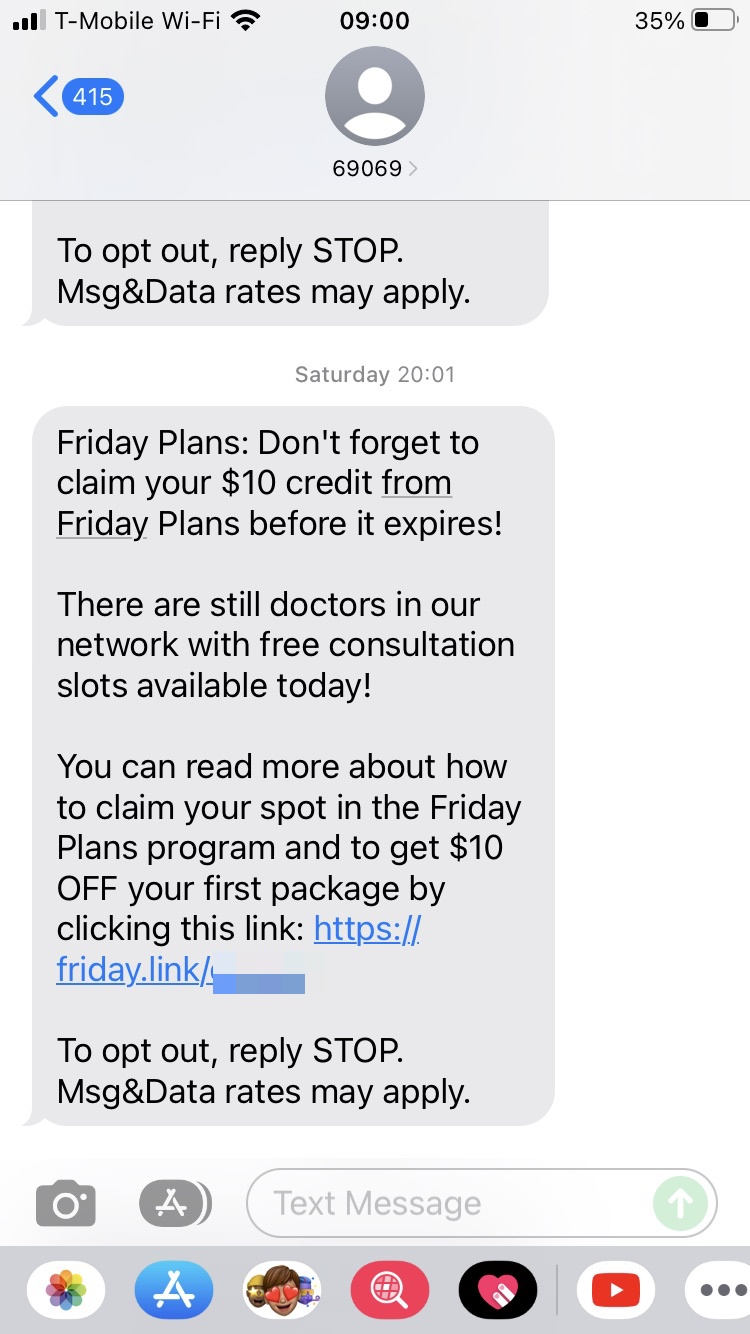 Short Code Friday Plans - Public Health Forum text messaging