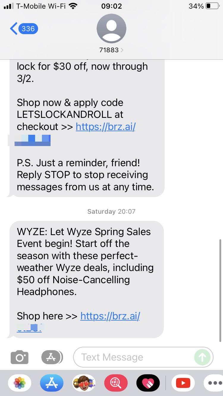 Short Code Wyze text messaging