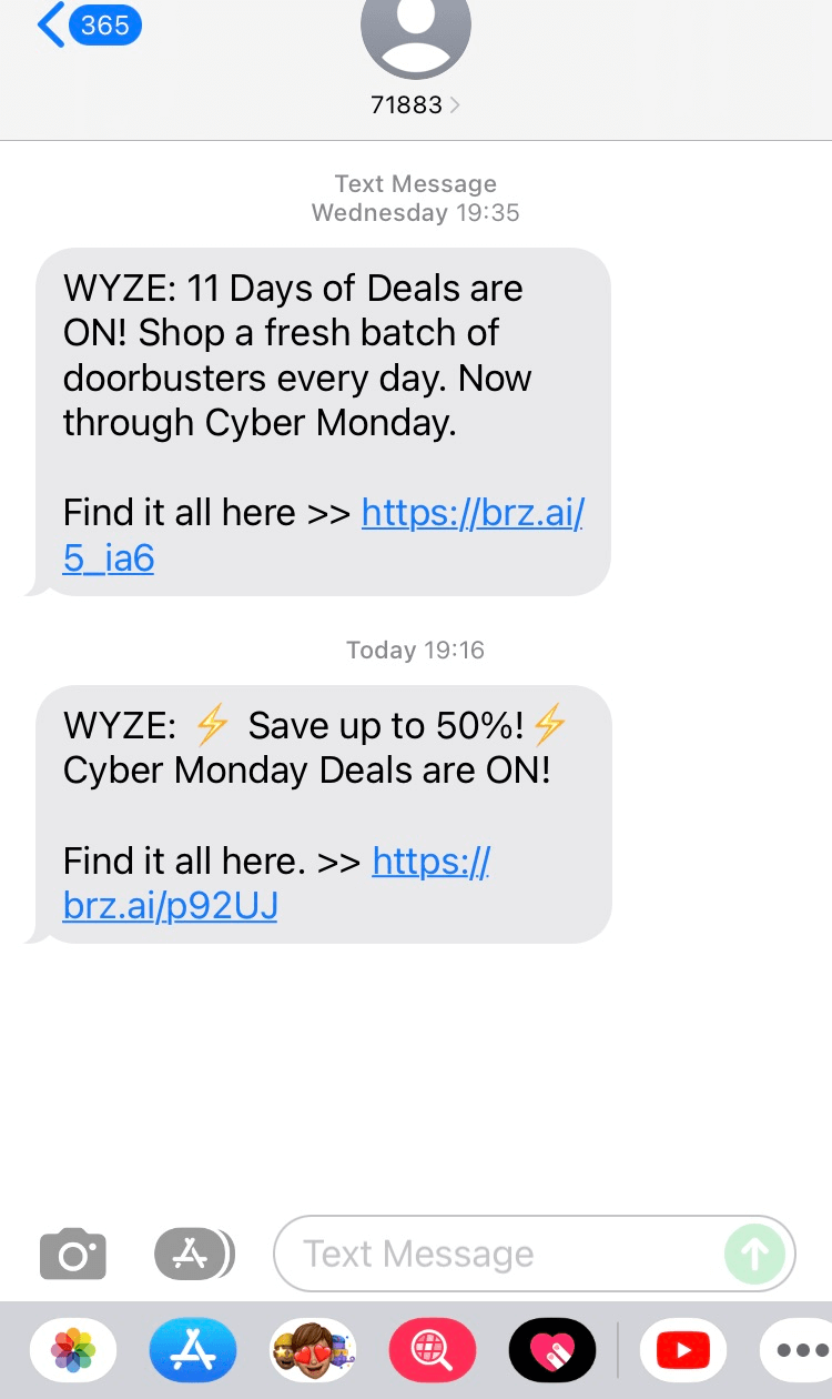 Short Code Wyze text messaging