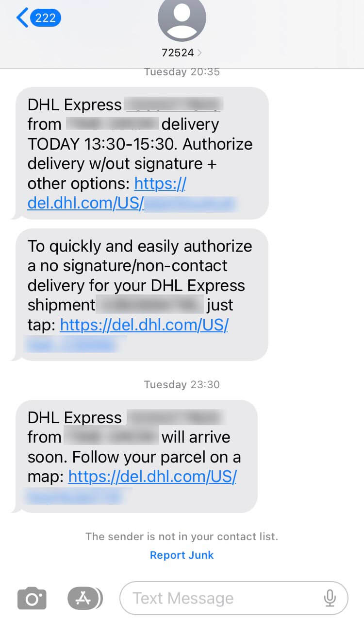 Short Code DHL text messaging