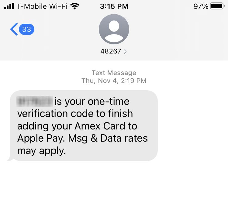 Short Code American Express text messaging