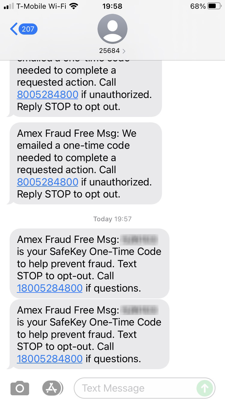 Short Code American Express text messaging