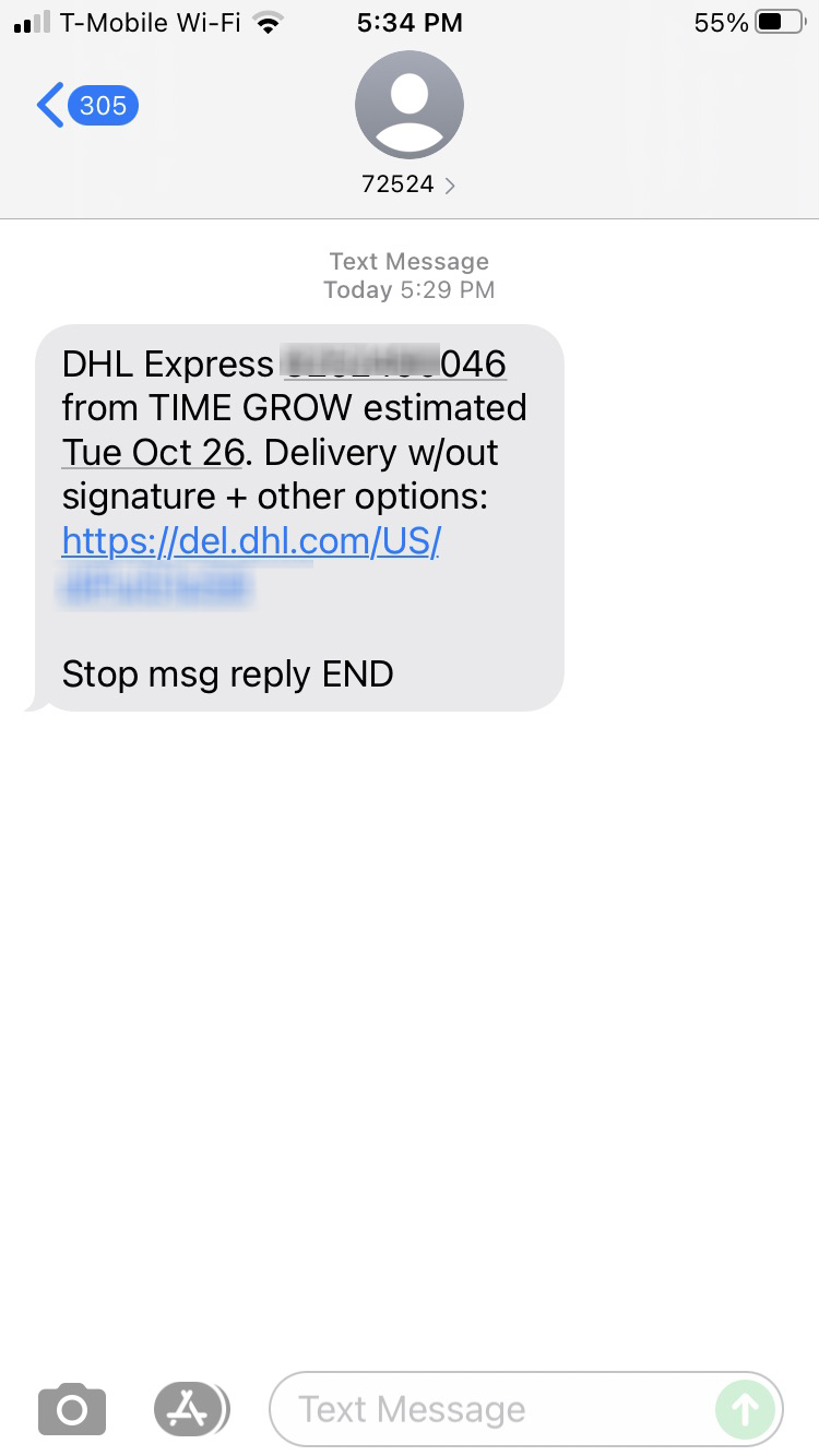 Short Code DHL text messaging
