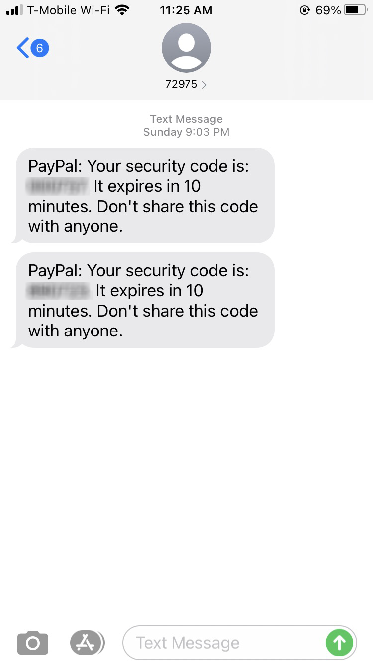 Short Code PayPal text messaging