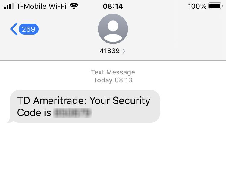 Short Code TD Ameritrade text messaging