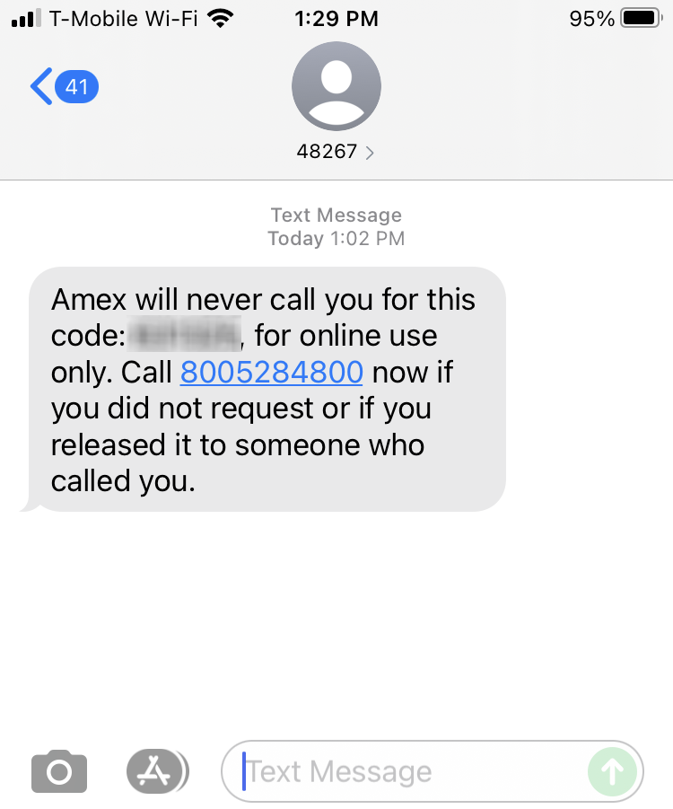 Short Code American Express text messaging