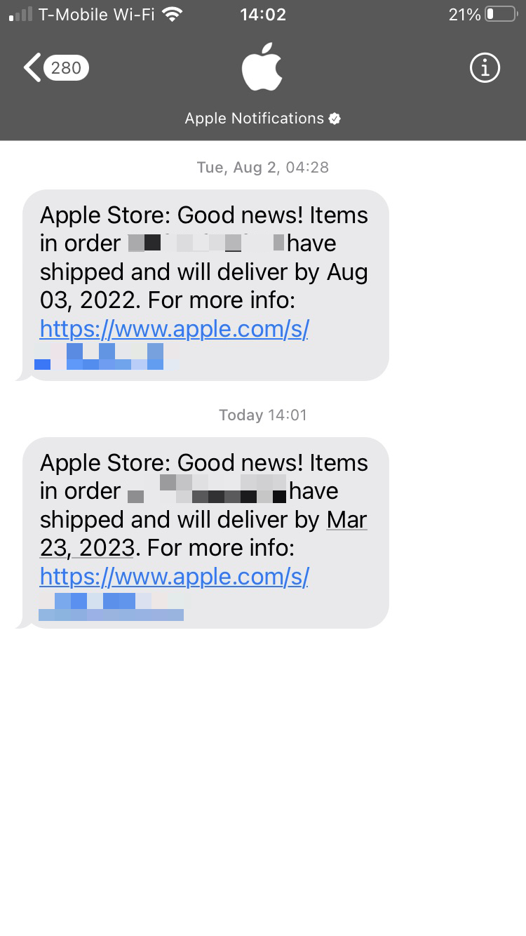 Short Code Apple text messaging