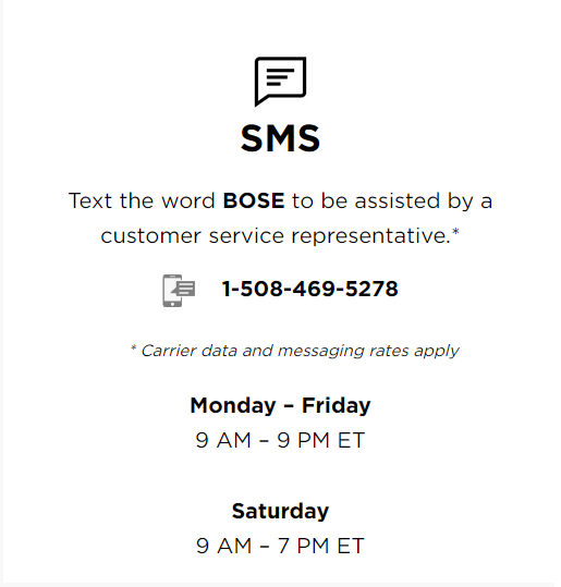 Long Code BOSE Corporation text messaging