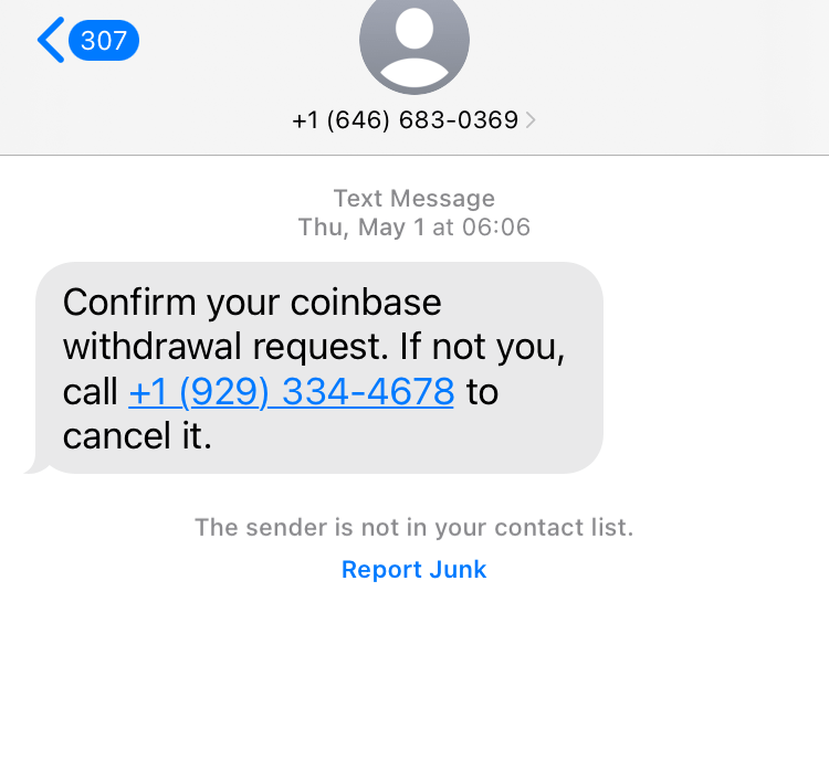 Long Code Coinbase text messaging