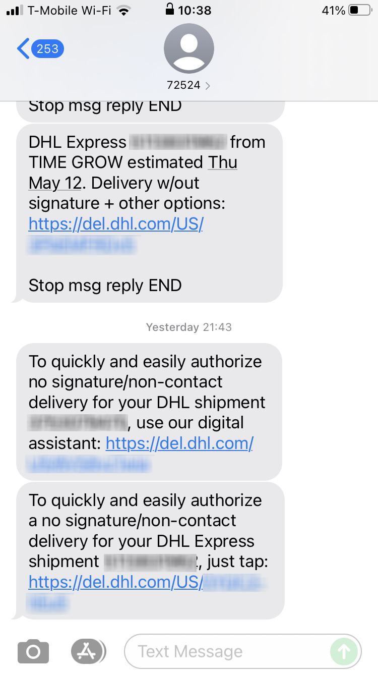 Short Code DHL text messaging