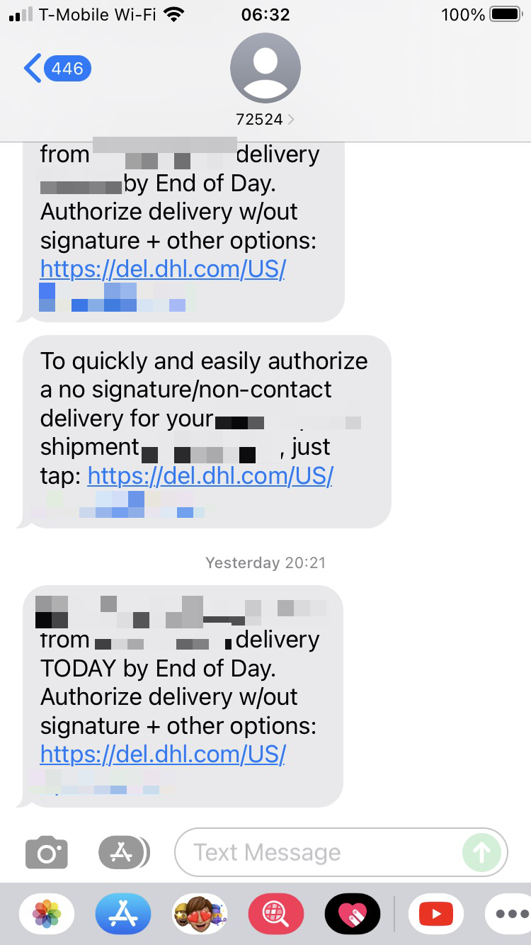 Short Code DHL text messaging