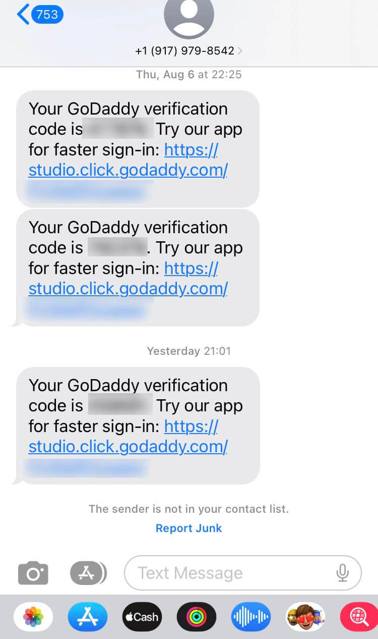 Long Code GoDaddy text messaging