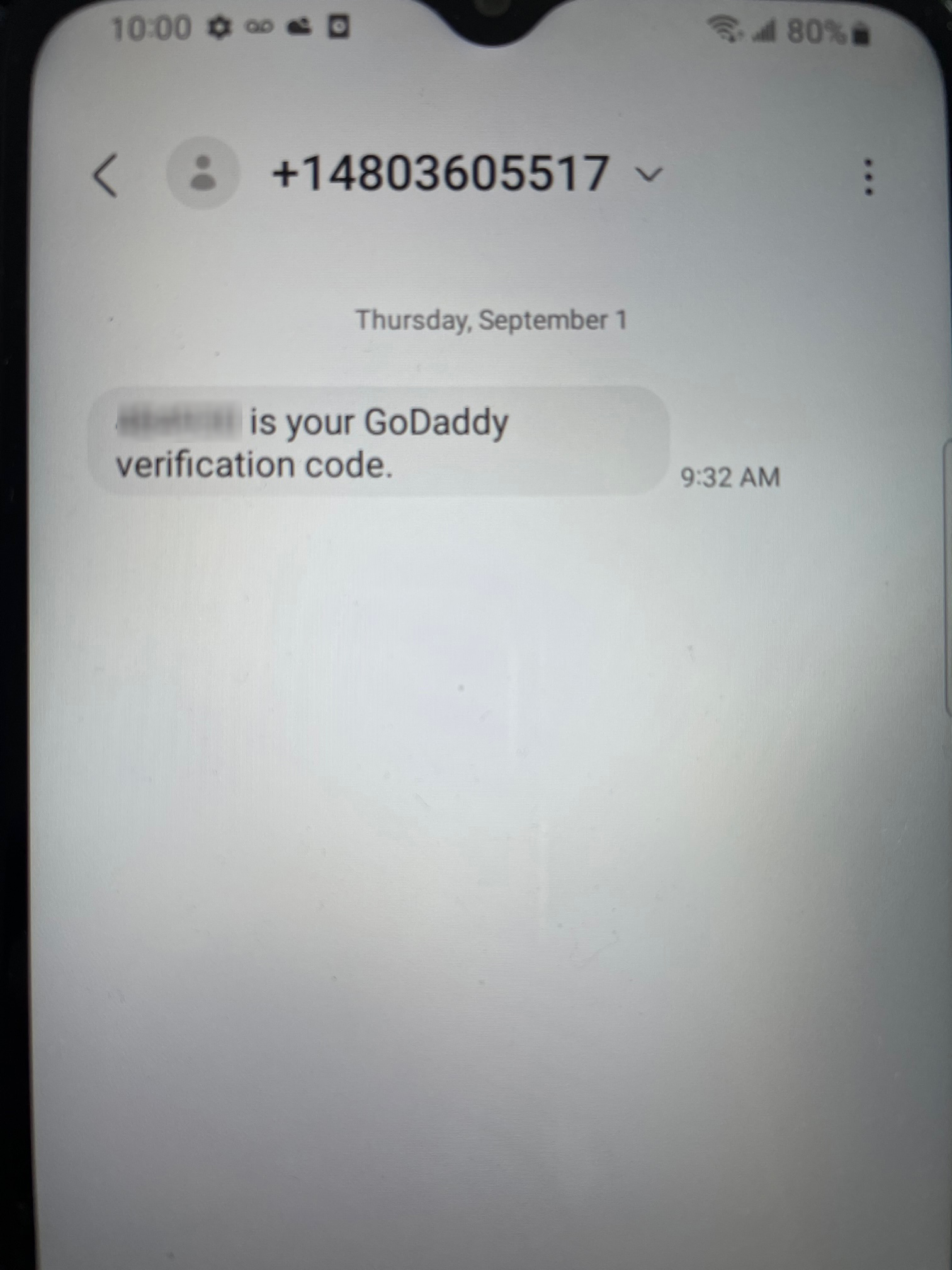 Long Code GoDaddy text messaging