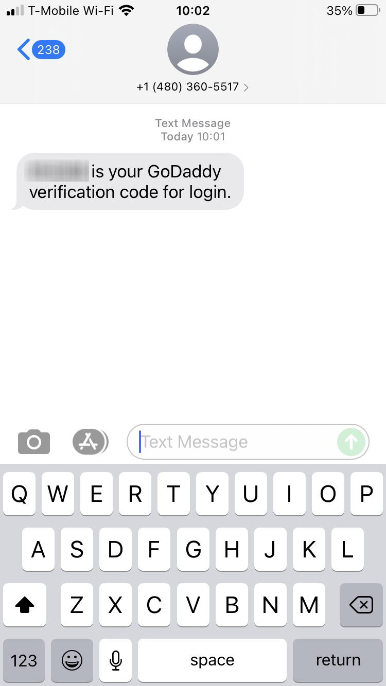 Long Code GoDaddy text messaging