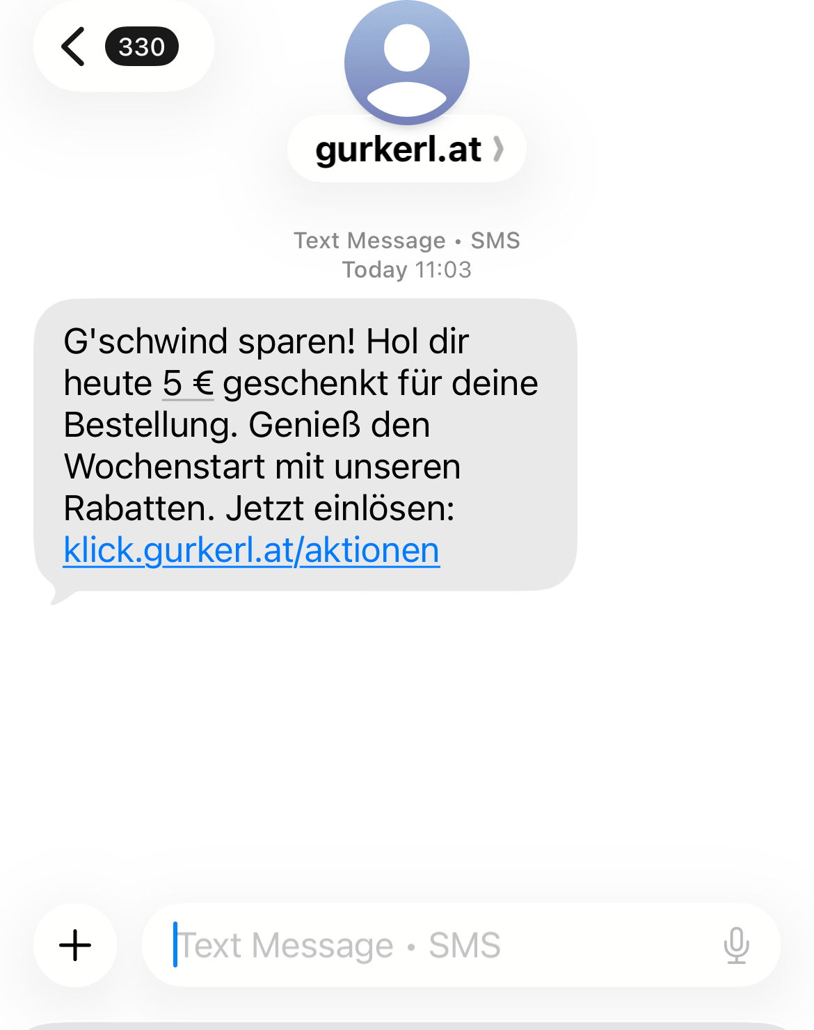 Short Code Gurkerl.at text messaging