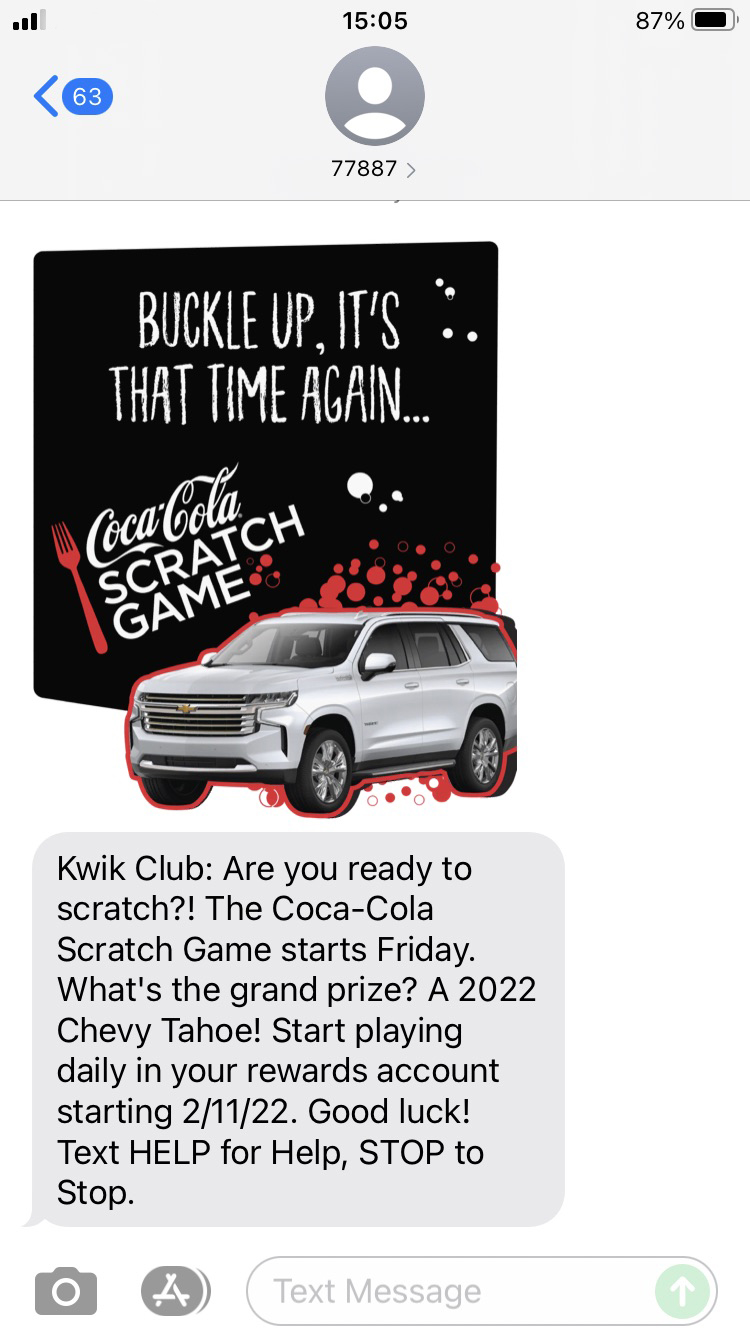 Short Code Kwik Trip/Kwik Star text messaging