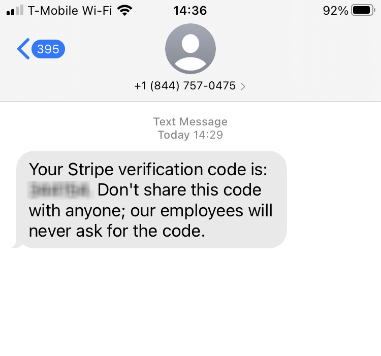 Long Code Stripe text messaging