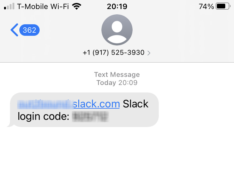 Long Code Slack Technologies text messaging