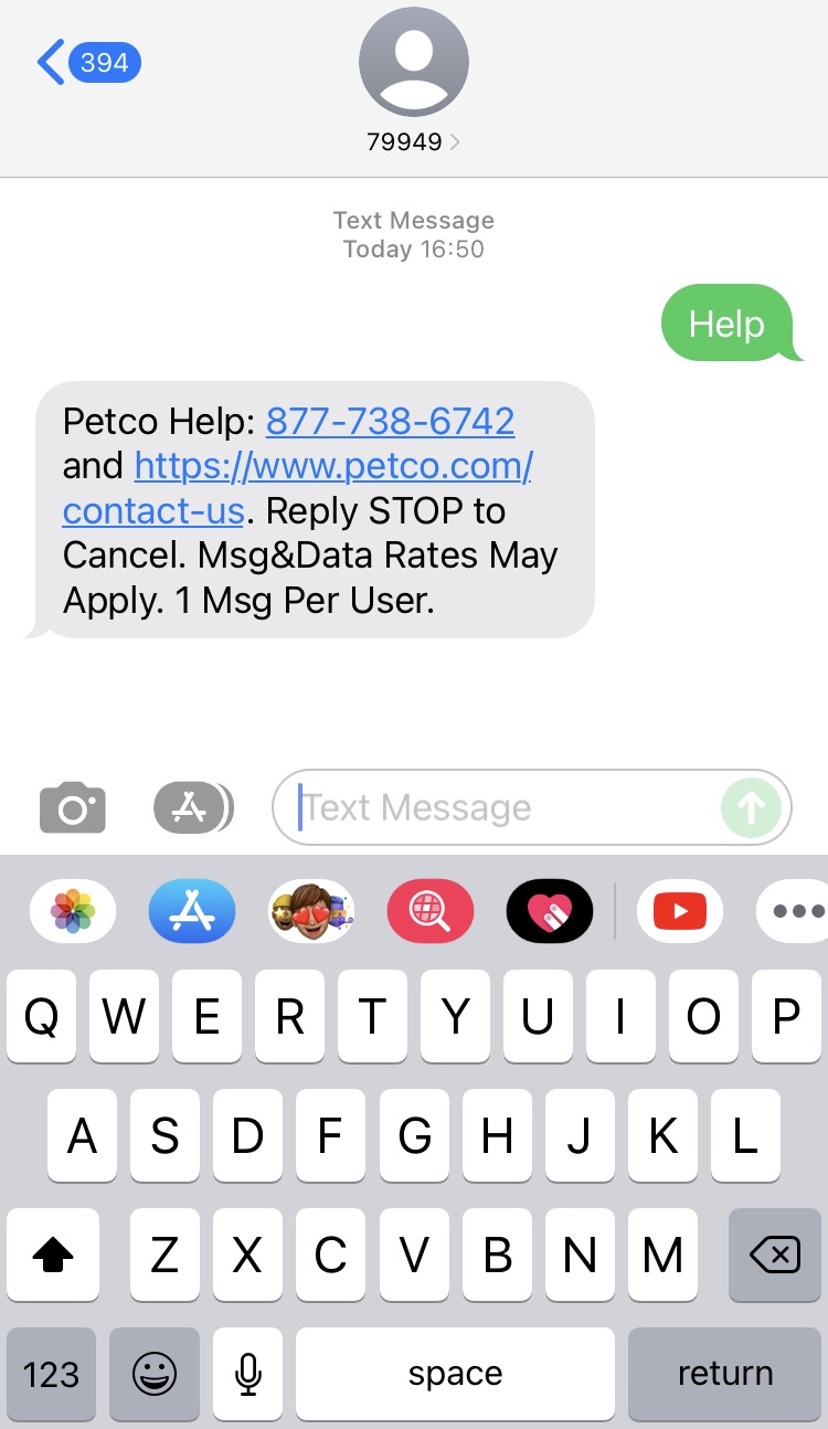 Short Code Petco text messaging