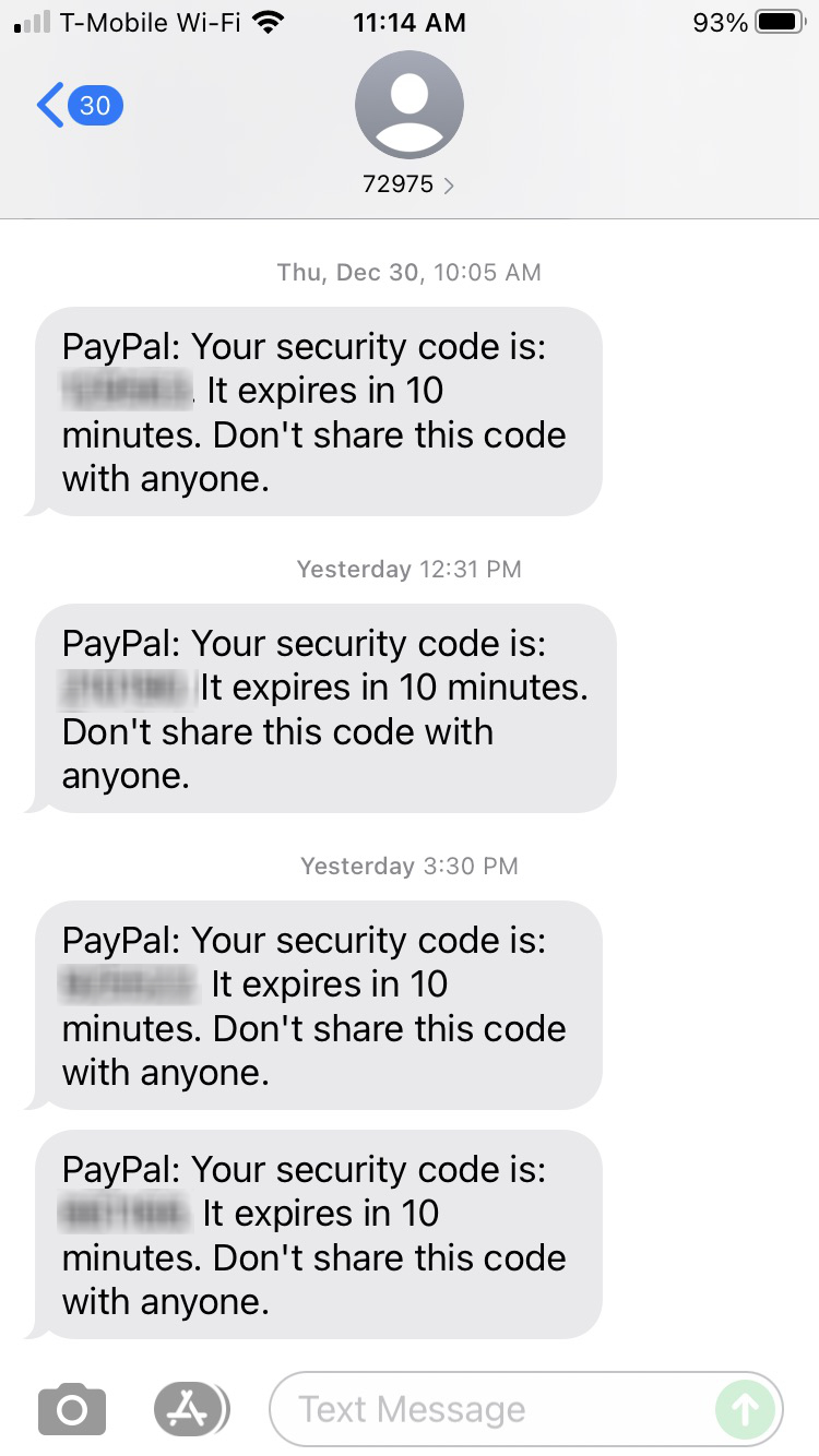 Short Code PayPal text messaging