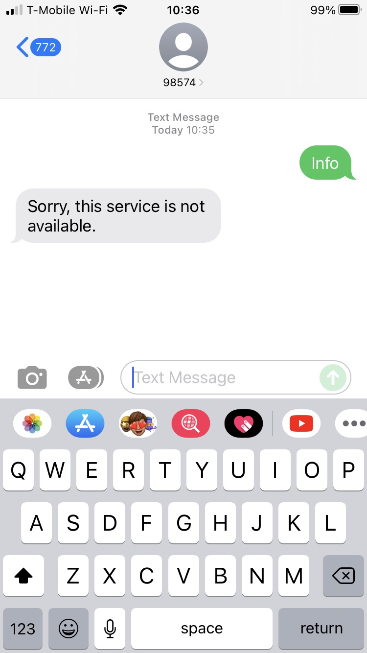 Short Code Reported: 2FA SMS sending text messaging