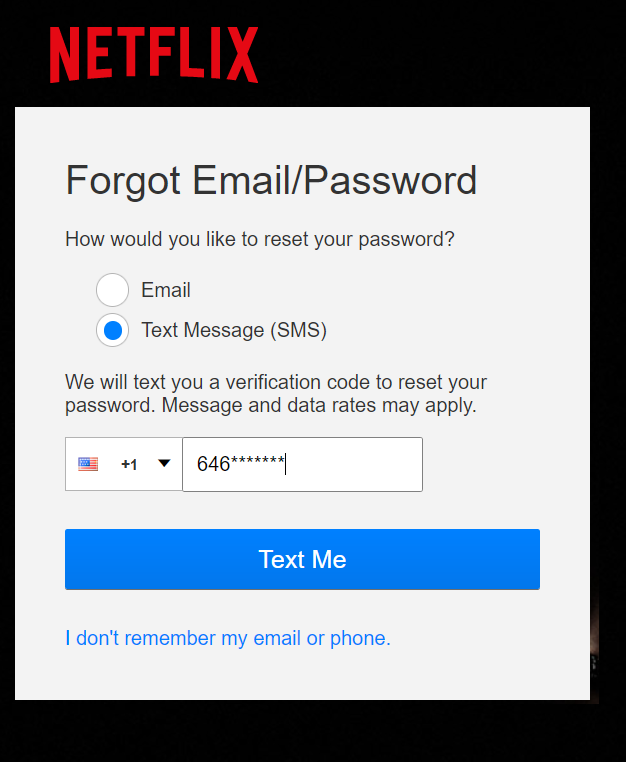 Short Code Netflix text messaging