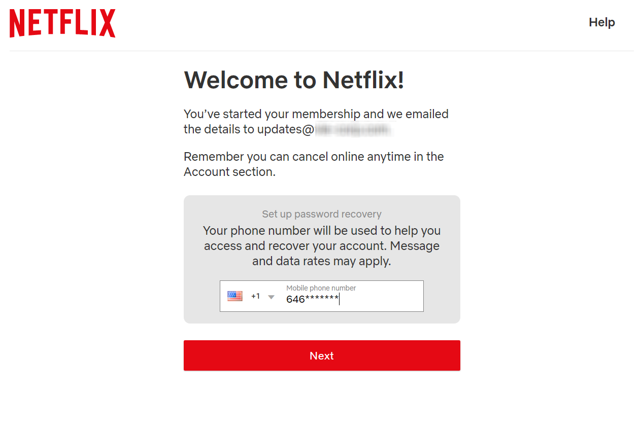 Short Code Netflix text messaging