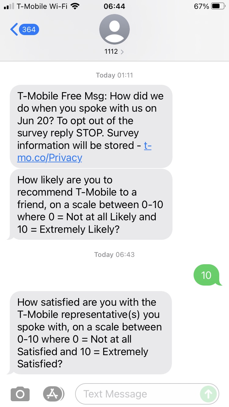 Short Code T-Mobile text messaging