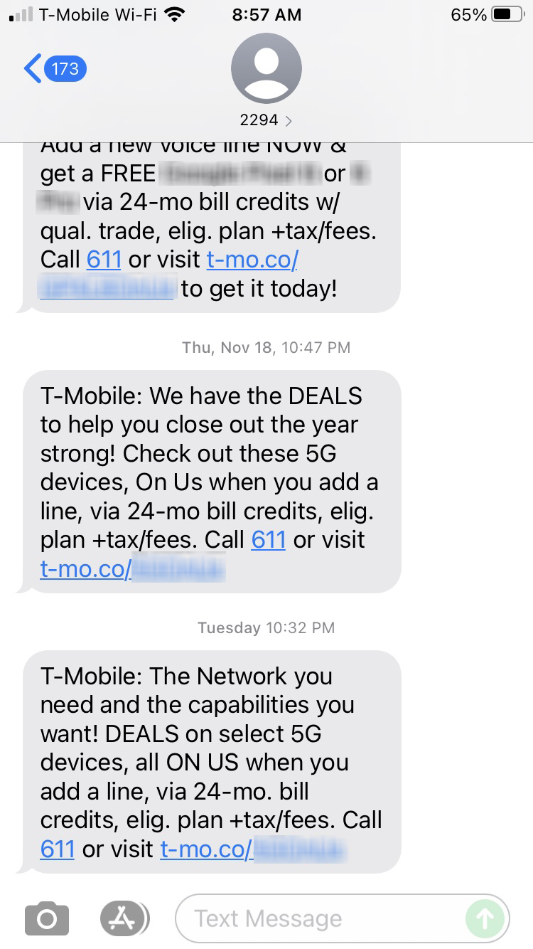 Short Code T-Mobile text messaging