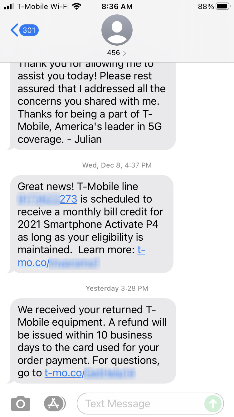 Short Code T-Mobile text messaging