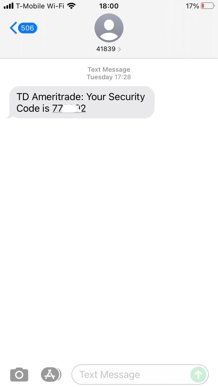 Short Code TD Ameritrade text messaging