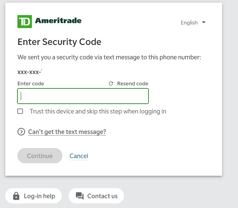 Short Code TD Ameritrade text messaging