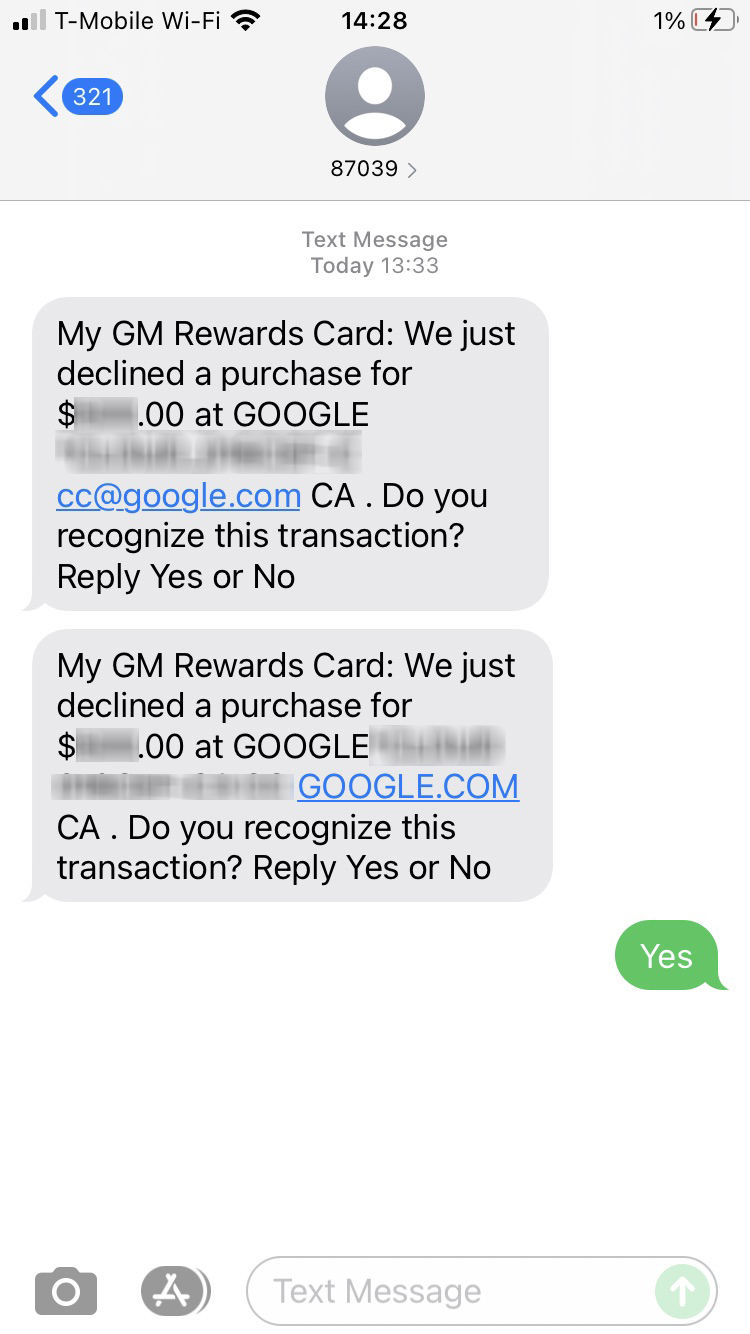 Short Code General Motors text messaging