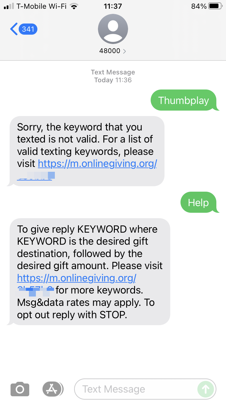 Short Code Thumbplay text messaging