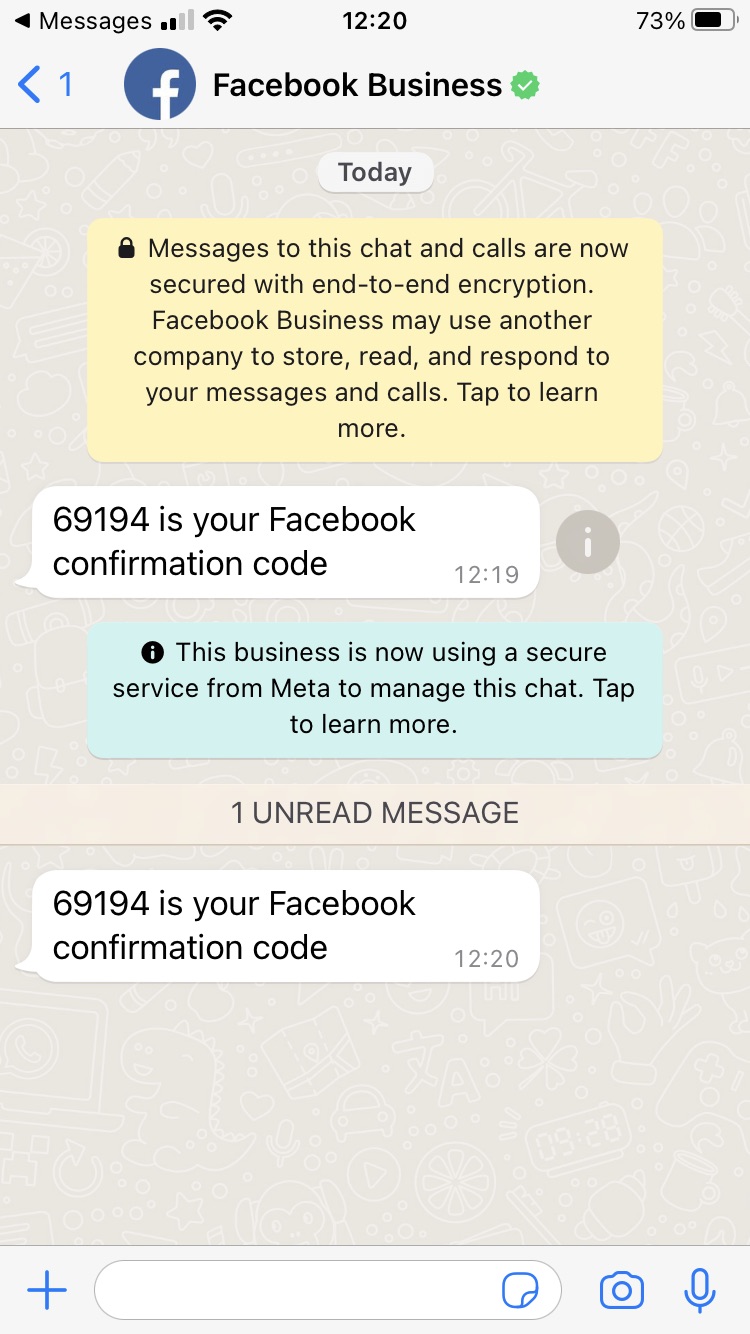 Short Code Facebook Business text messaging