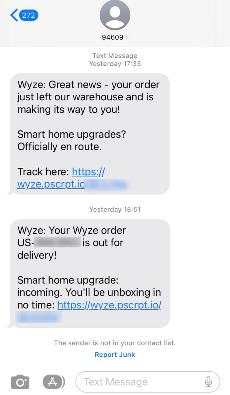 Short Code Wyze text messaging