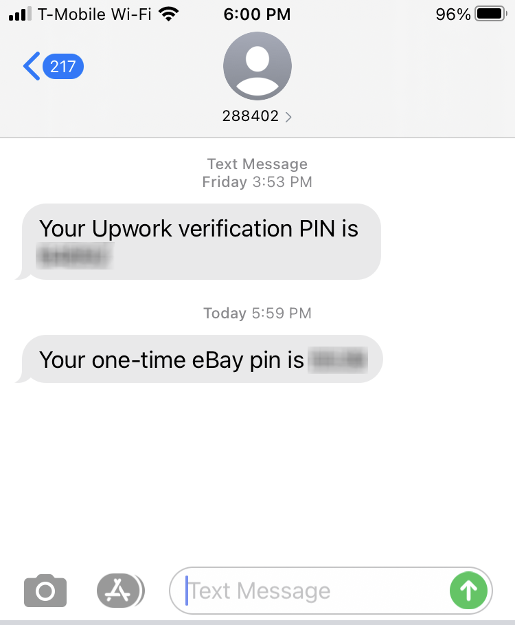 Short Code Upwork/Ebay text messaging