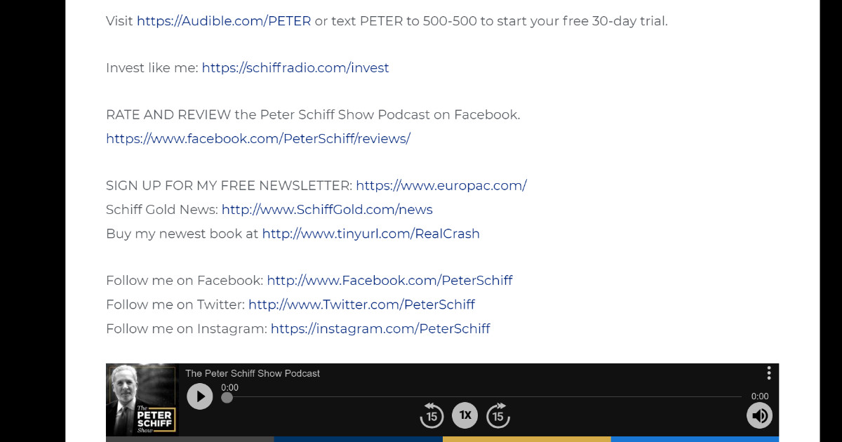 Short Code The Peter Schiff Show text messaging