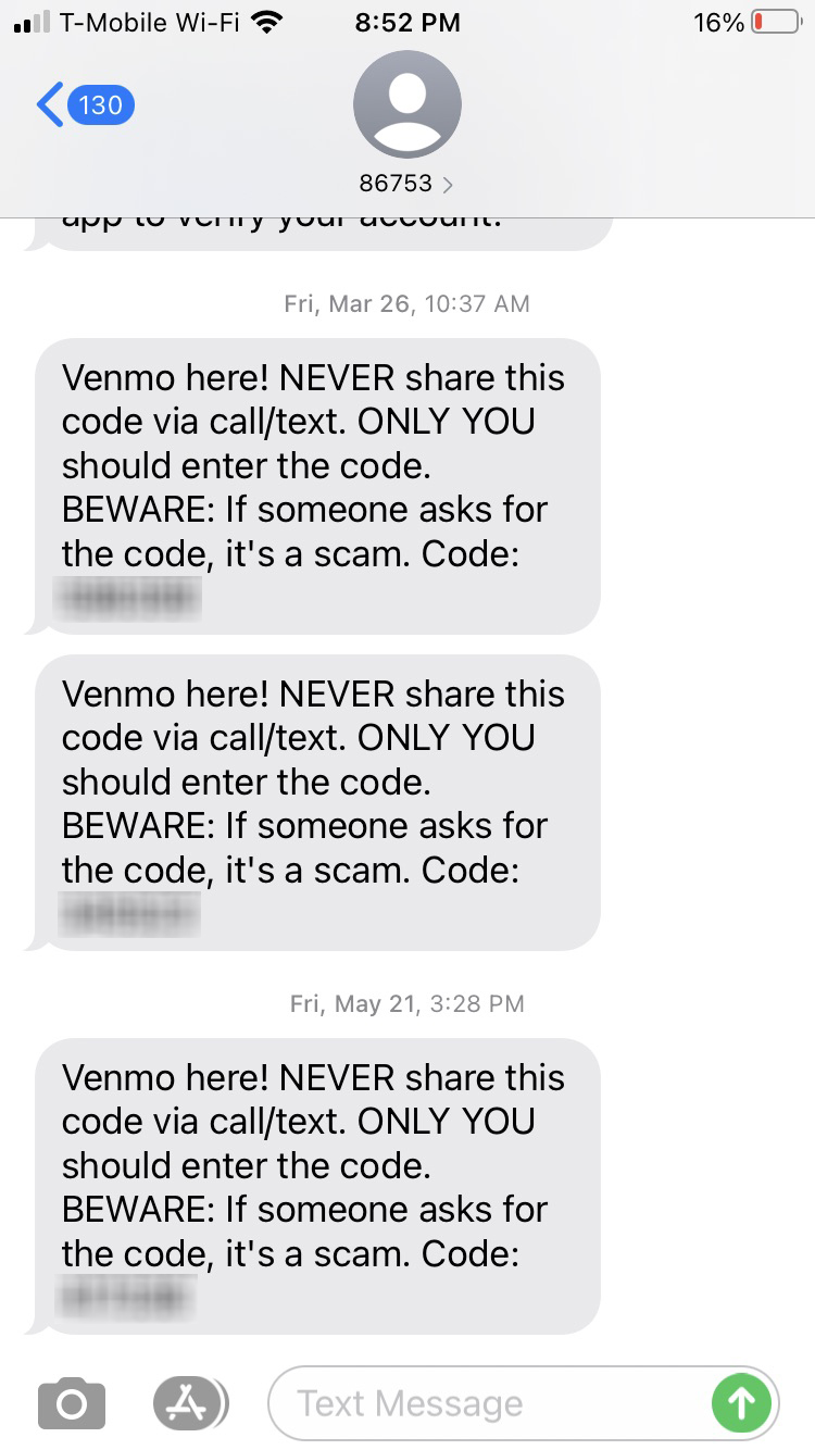 Short Code Venmo text messaging